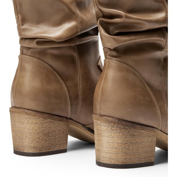 Dream Pairs Ankle Boot Women Mocha Faux Suede Pull On Tabs ound-toe design - Picture 3 of 8